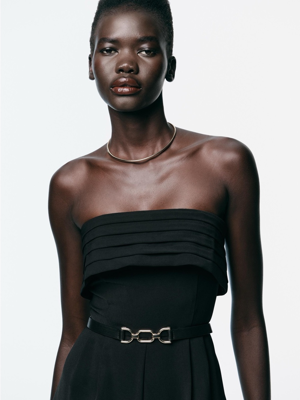 Zara Black Strapless Pleated-Waist Wide-Leg Jumpsuit - Picture 5 of 12